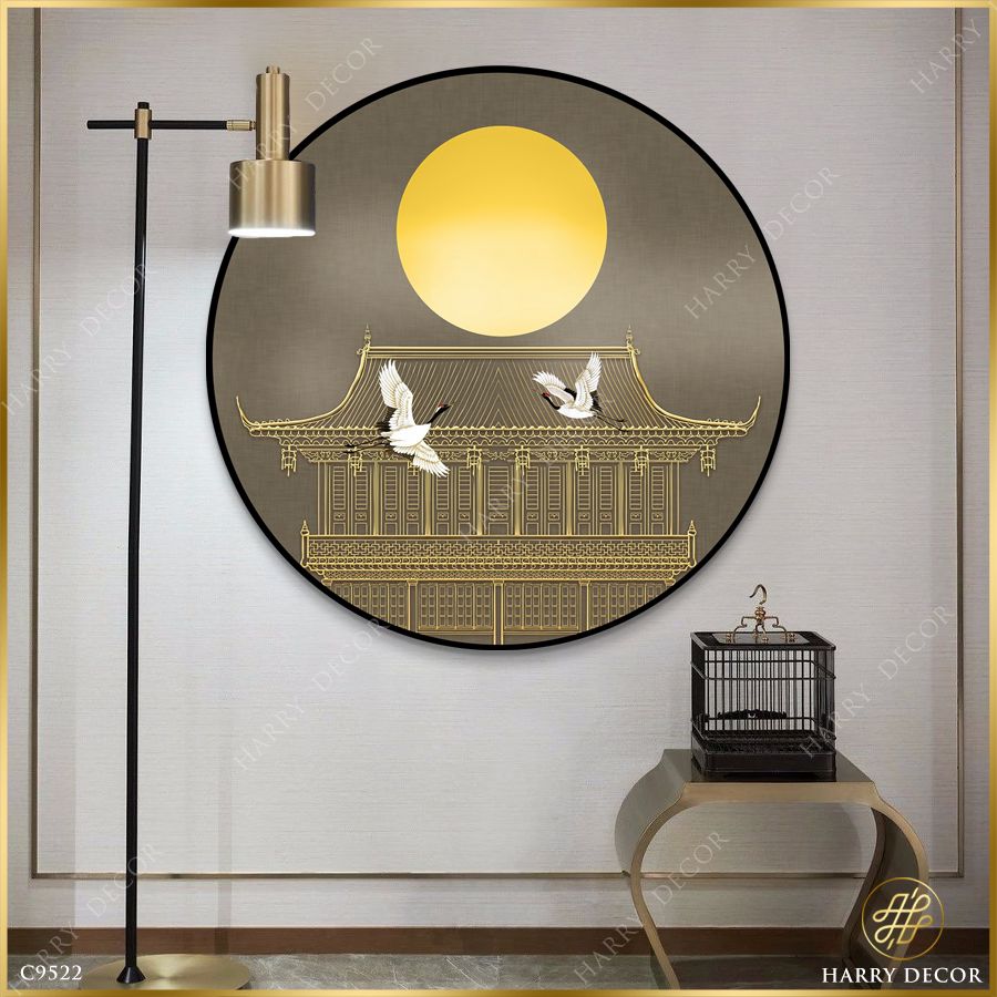  Tranh Tròn Hoàng Hạc Trăng Rằm 2 C9522 