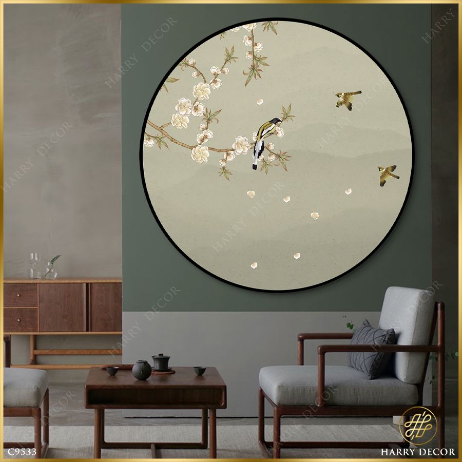  Tranh Tròn Trời Chiều Lã Chã Hoa Rơi C9533 