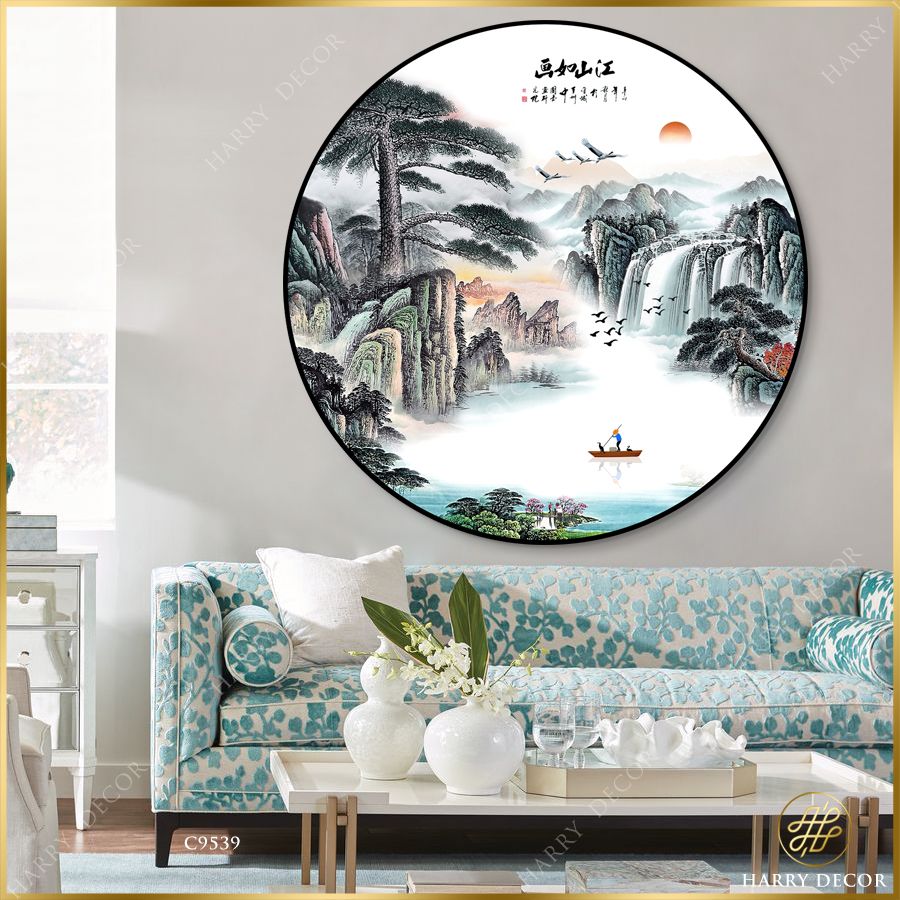  Tranh Tròn Man Mác Sương Chiều Phố Núi 1 C9539 