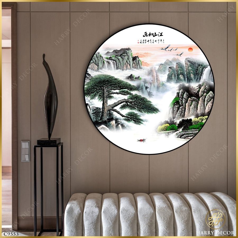 Tranh Tròn Sương Núi Đầy Sinh Khí Buổi Sớm 1 C9553 