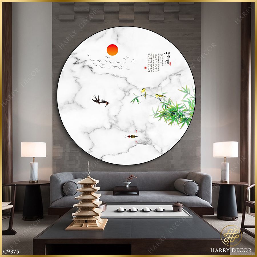  Tranh Tròn Gió Đưa Cành Trúc La Đà C9375 