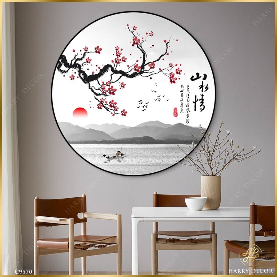  Tranh Tròn Son Sắc Hoa Mận C9570 