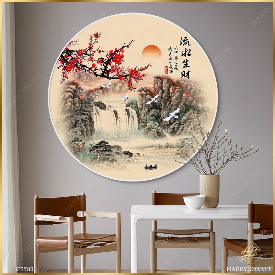  Tranh Tròn Hạc Vọng Chiều Sơn 2 C9580 