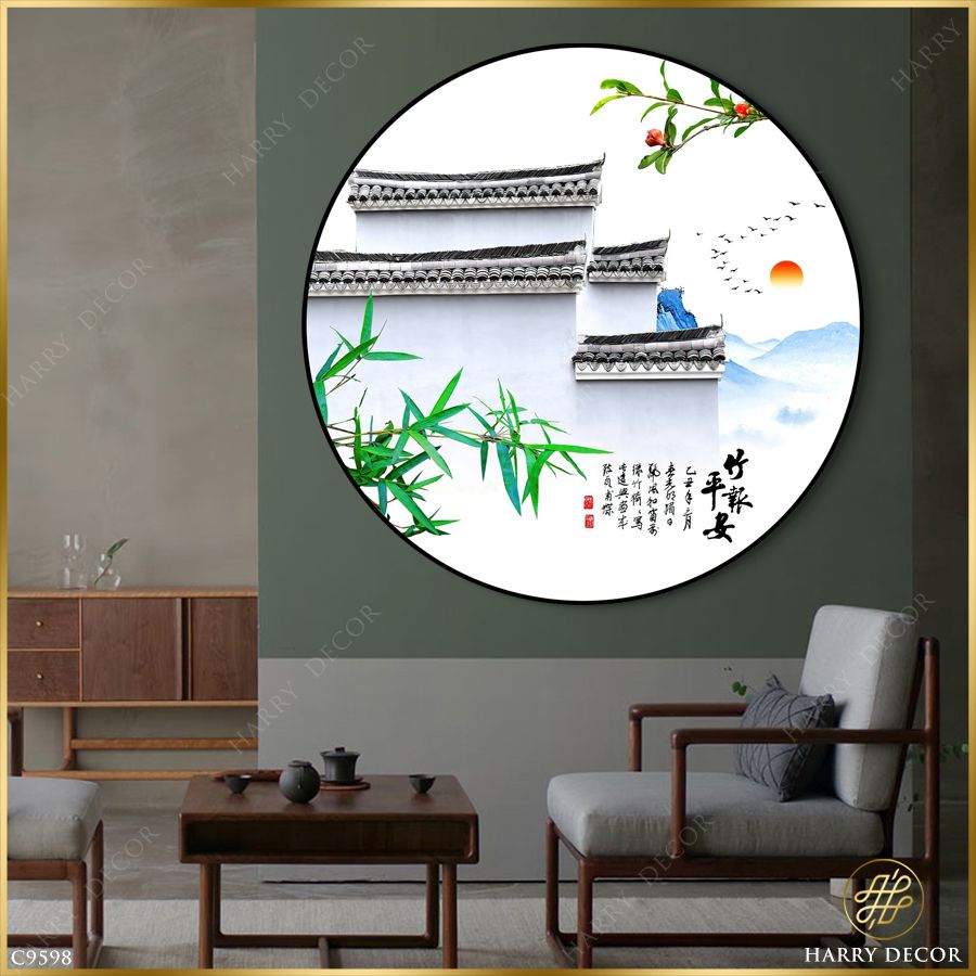  Tranh Tròn Cánh Hoa Nhành Trúc Mái Nhà C9598 