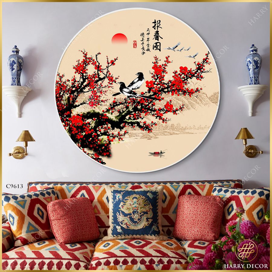  Tranh Tròn Hoa Mận Bâng Khuâng Nở 1 C9613 