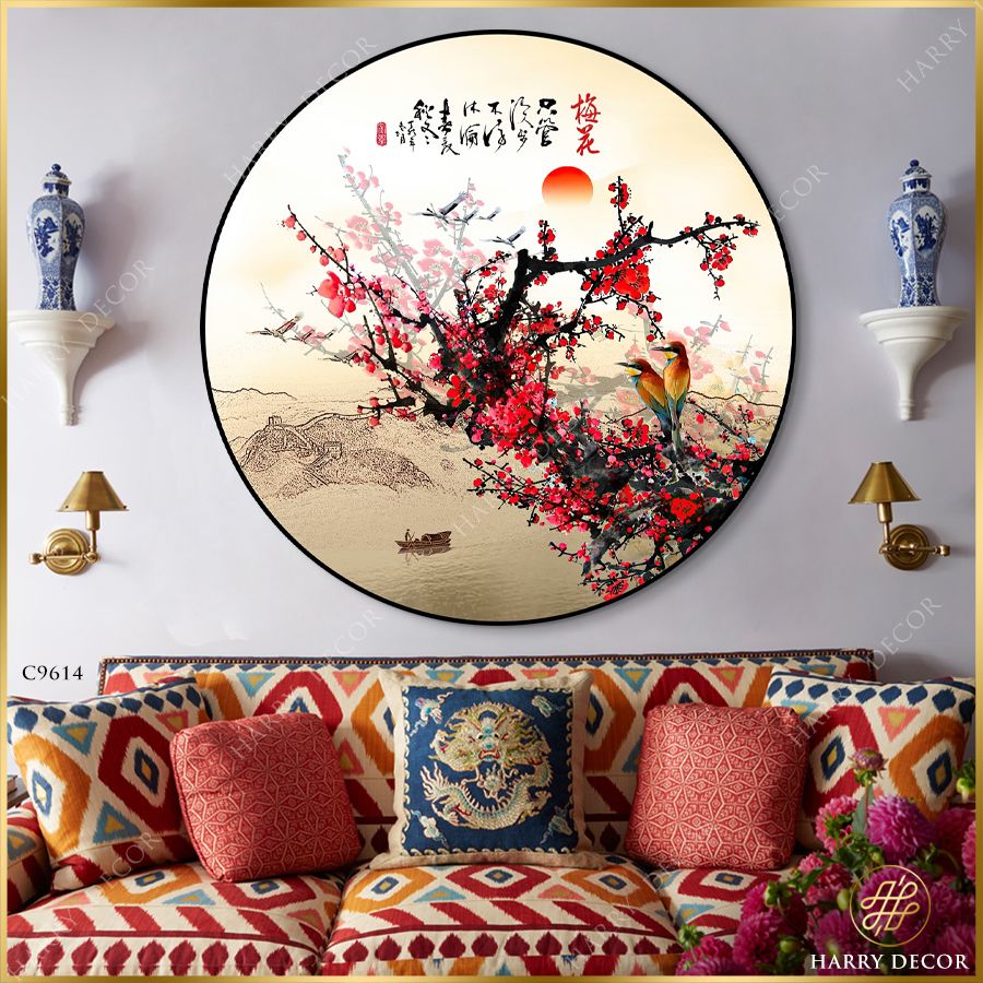  Tranh Tròn Hoa Mận Bâng Khuâng Nở 2 C9614 