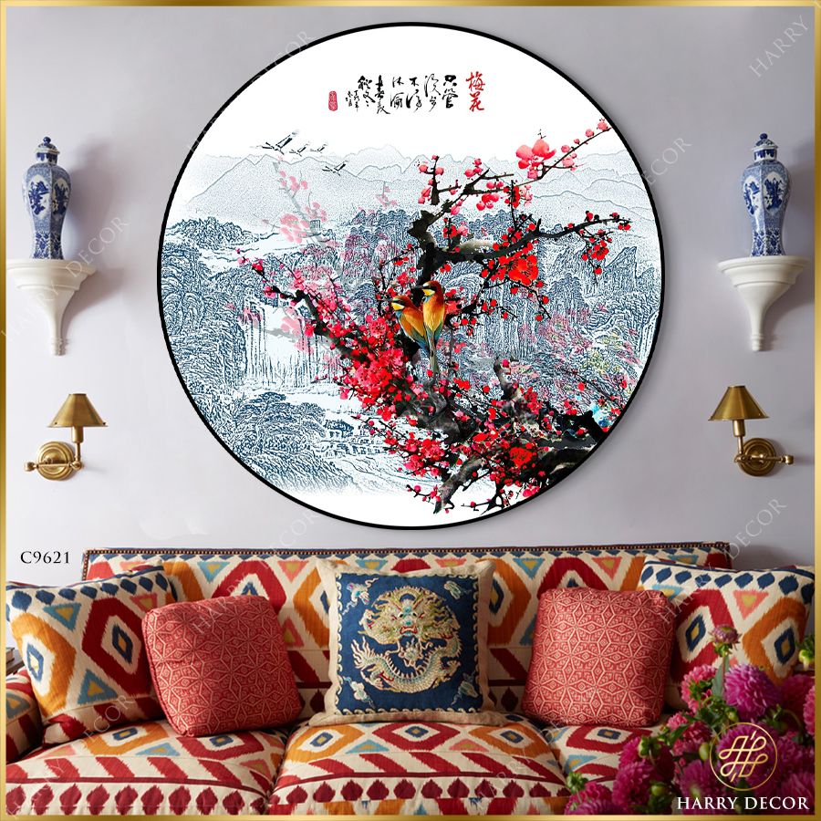  Tranh Tròn Kìa Nhành Hoa Mận Trên Núi Cao 2 C9621 