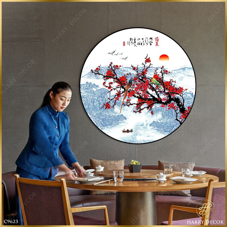  Tranh Tròn Kìa Nhành Hoa Mận Trên Núi Cao 3 C9623 