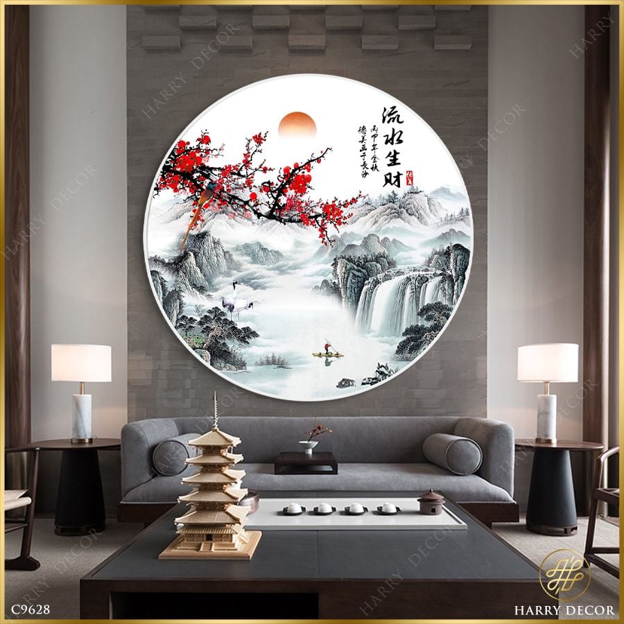  Tranh Tròn Kìa Nhành Hoa Mận Trên Núi Cao 5 C9628 