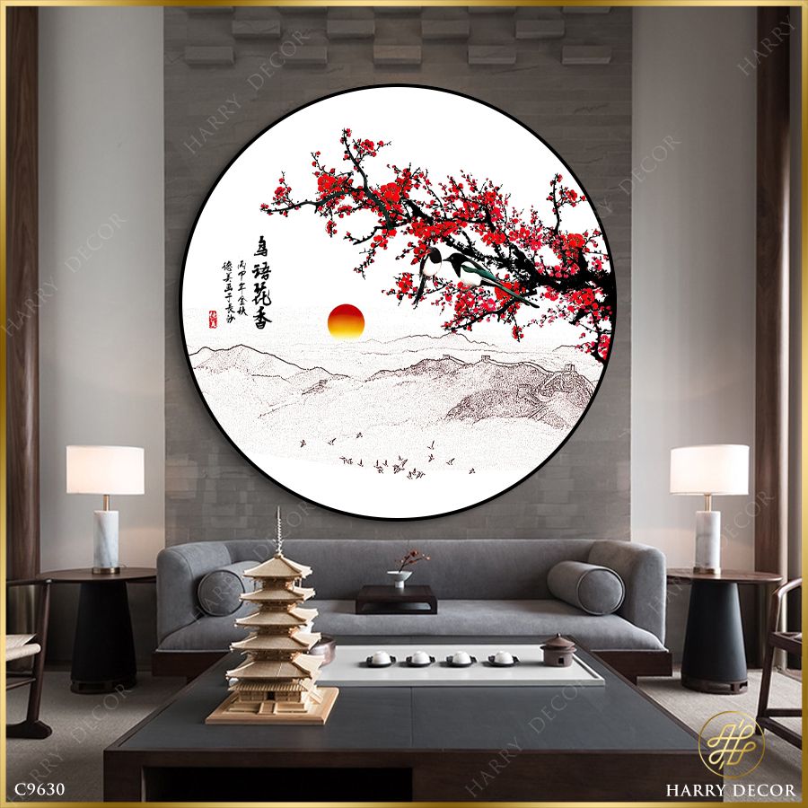 Tranh Tròn Kìa Nhành Hoa Mận Trên Núi Cao 6 C9630 