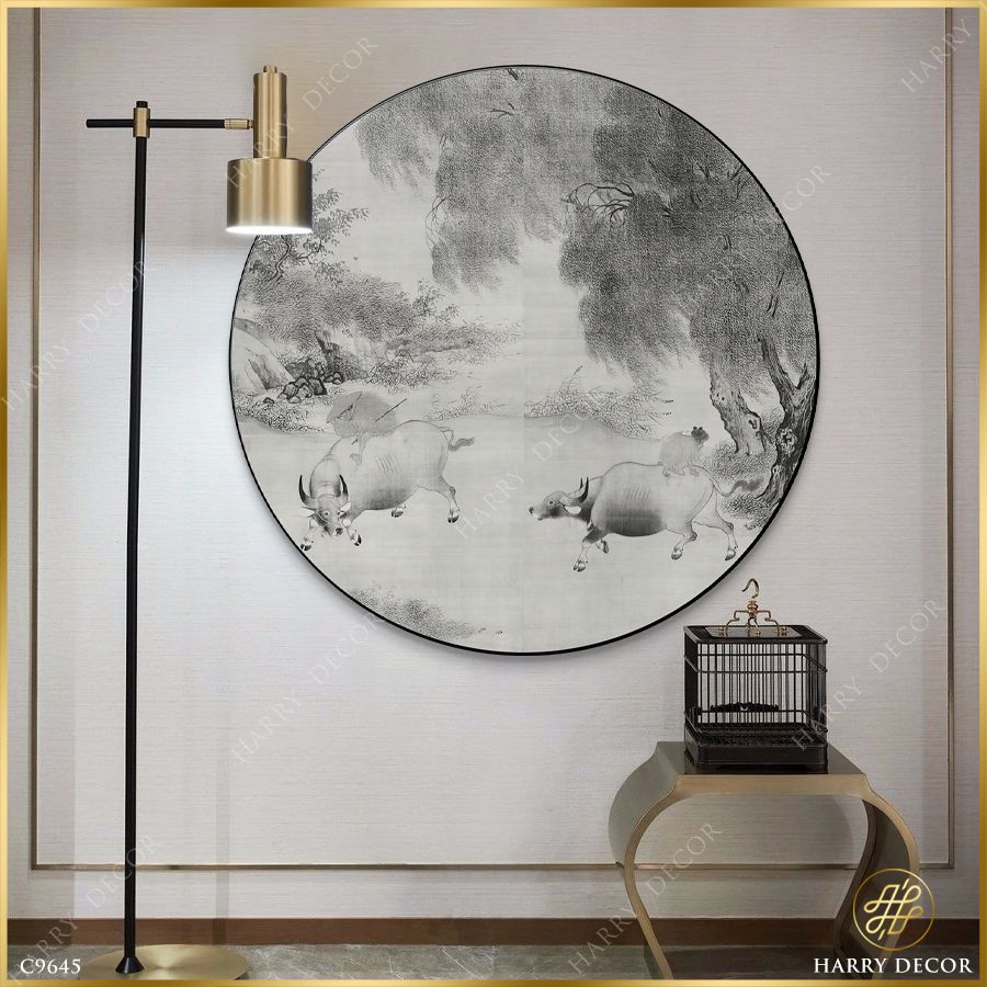  Tranh Tròn Chọi Trâu 1 C9645 