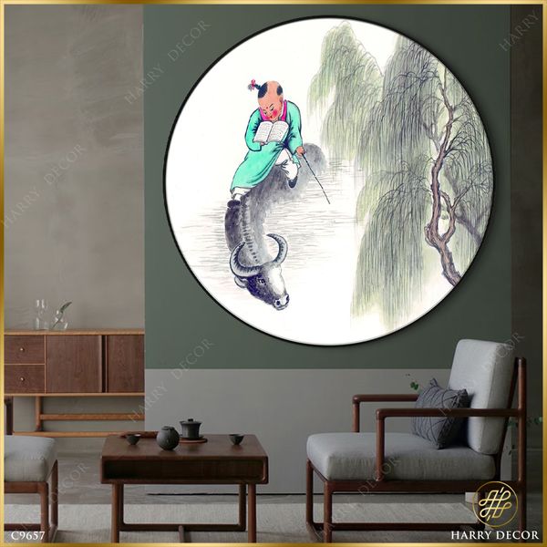  Tranh Tròn Chăn Trâu Đọc Sách C9657 