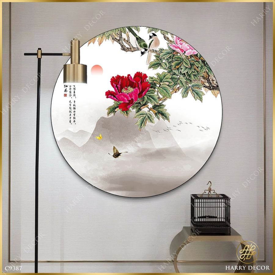  Tranh Tròn Khoe Danh Tài Nữ Màu Tươi Đỏ C9387 