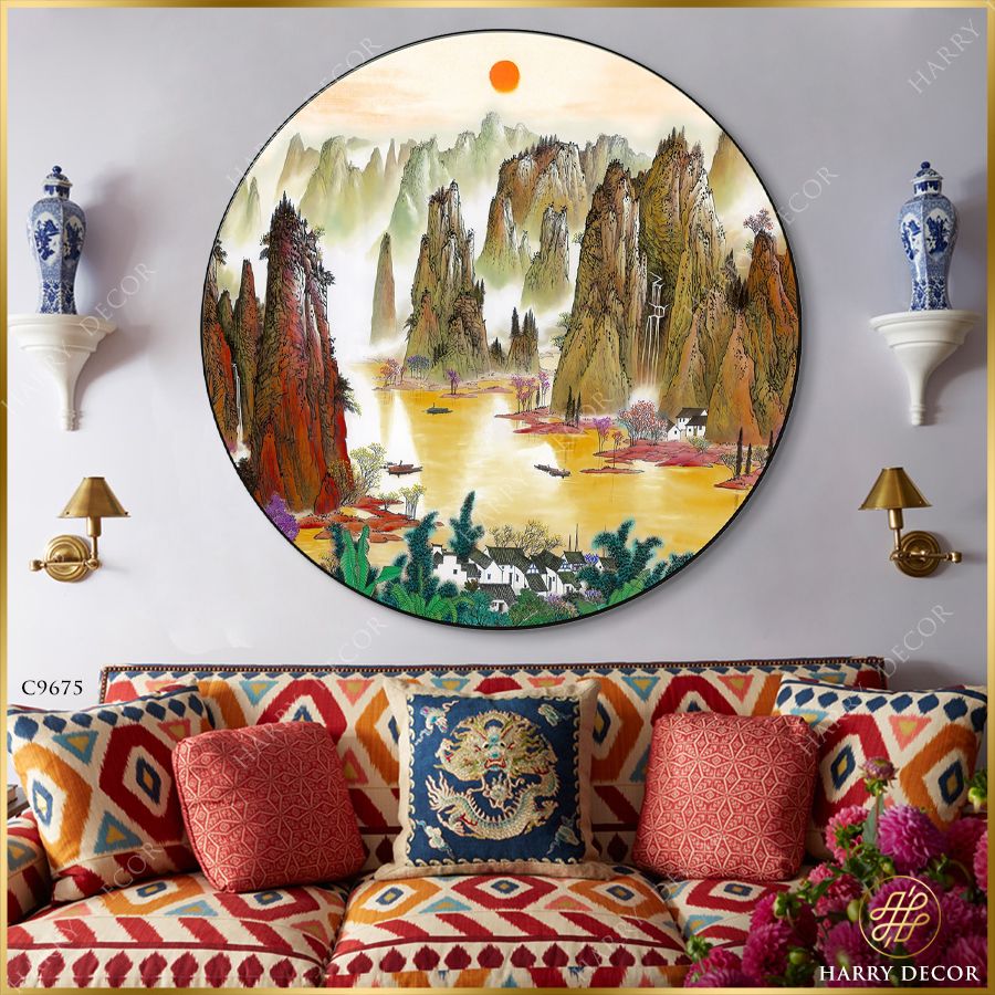  Tranh Tròn Trù Phú Núi Non C9675 