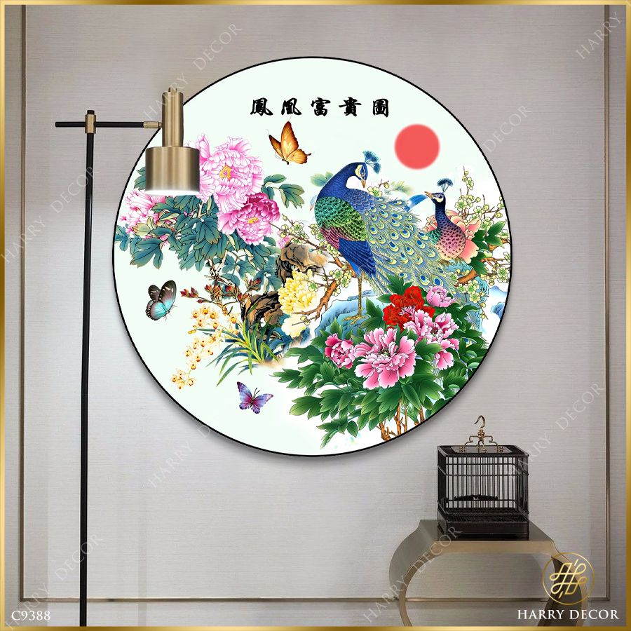  Tranh Tròn Khổng Tước Quốc Sắc Thiên Hương C9388 