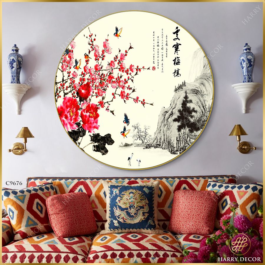  Tranh Tròn Kìa Nhành Hoa Mận Trên Núi Cao 10 C9676 