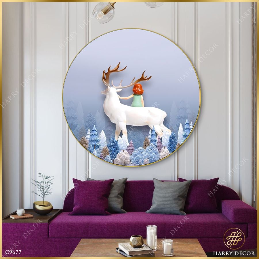  Tranh Tròn Chú Tuần Lộc Tuyết C9677 