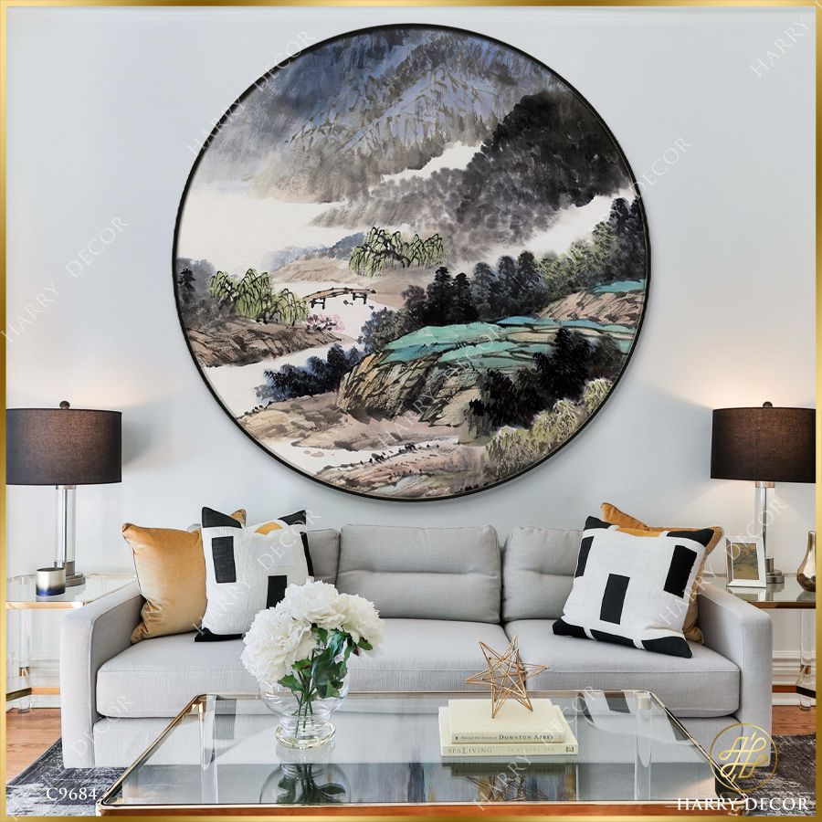  Tranh Tròn Họa Núi Non C9684 