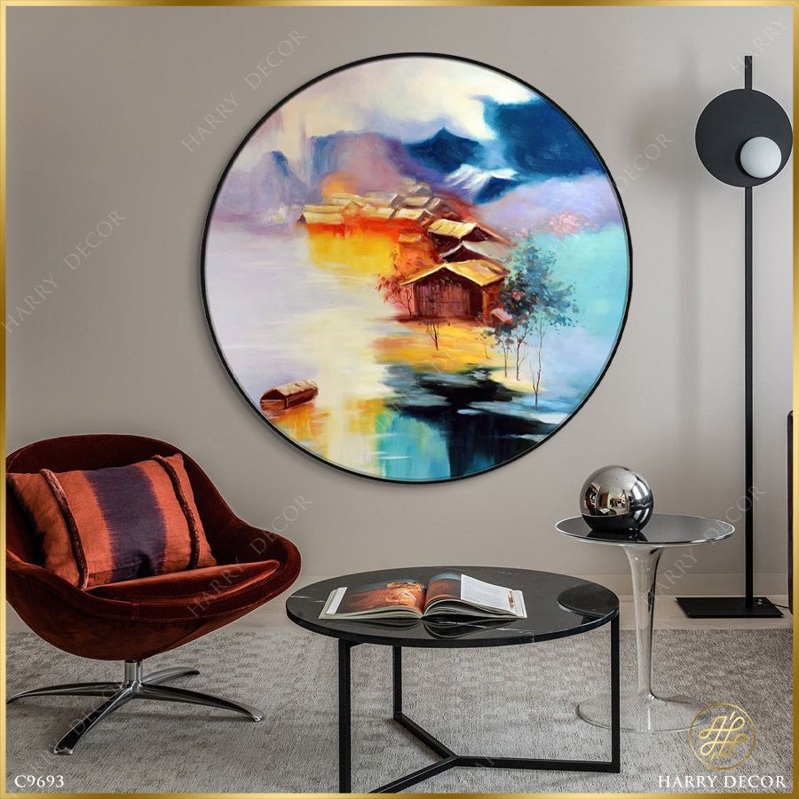  Tranh Tròn Xuồng Qua Mái Lá C9693 