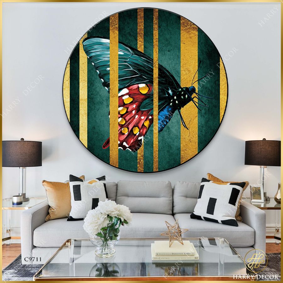  Tranh Tròn Chú Bướm Sau Khung Cửa C9711 