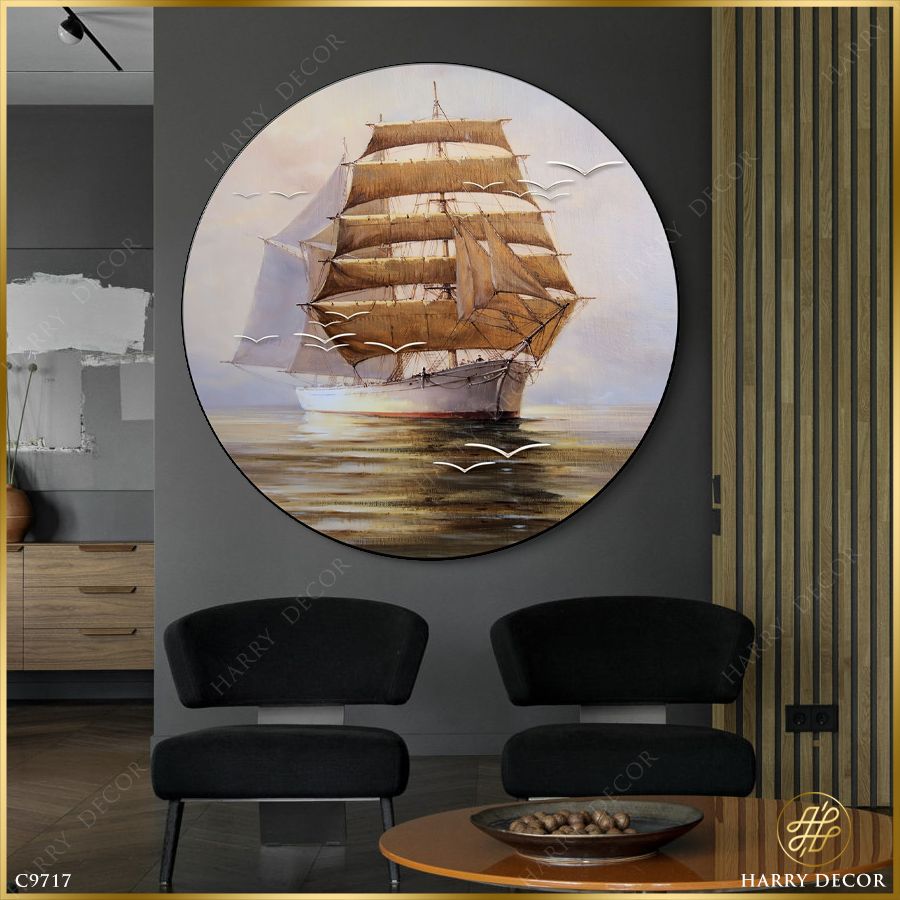  Tranh Tròn Cánh Chim Trắng Thèo Thuyền Về C9717 