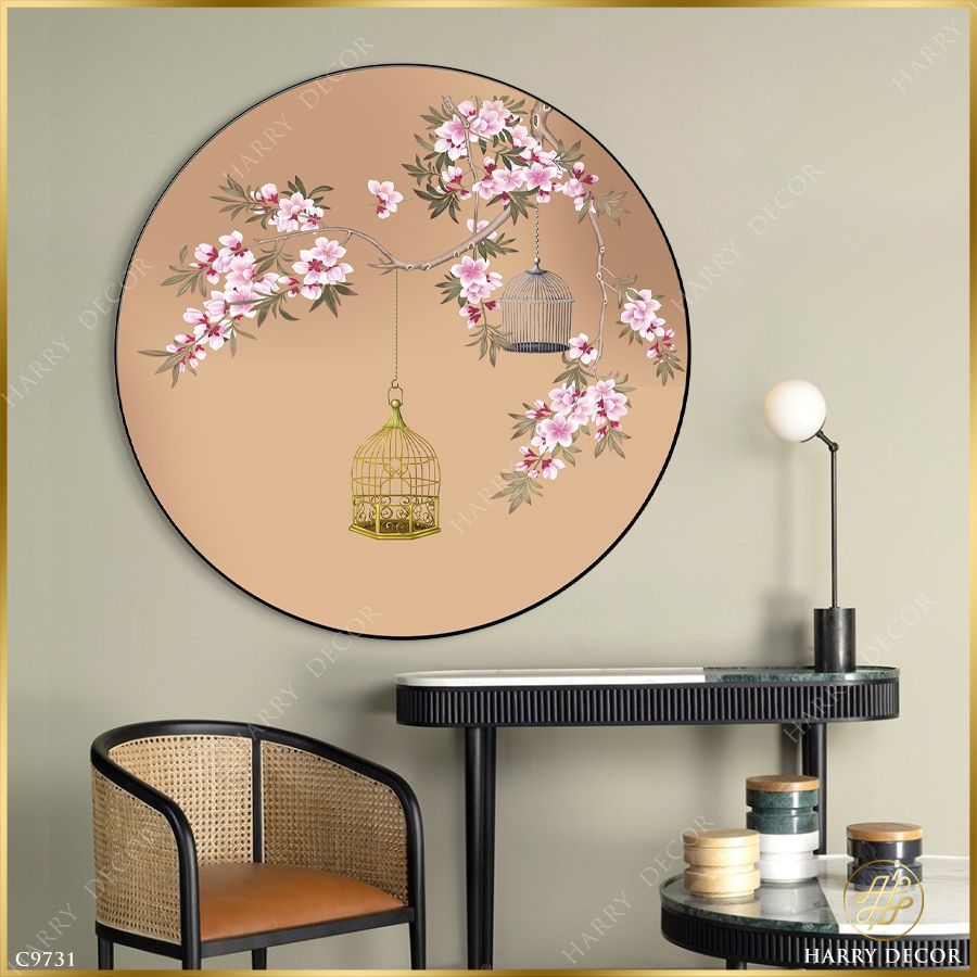  Tranh Tròn Hai Chiếc Lồng Chim C9731 
