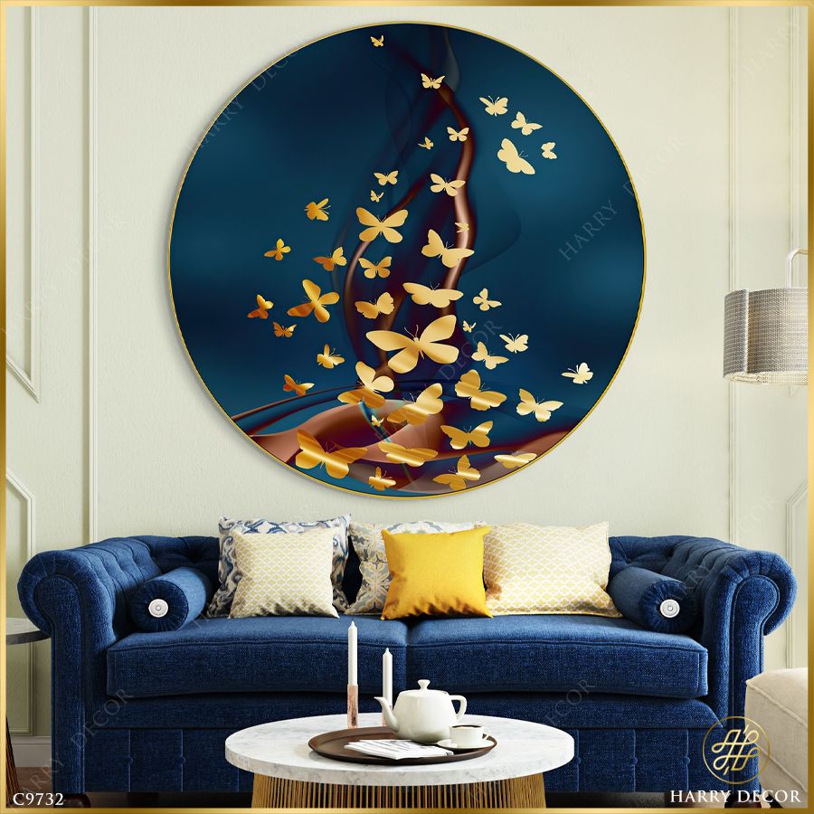  Tranh Tròn Bướm Theo Chân Gió C9732 