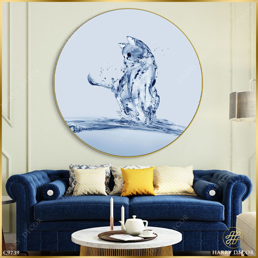  Tranh Tròn Chú Mèo Nước C9739 