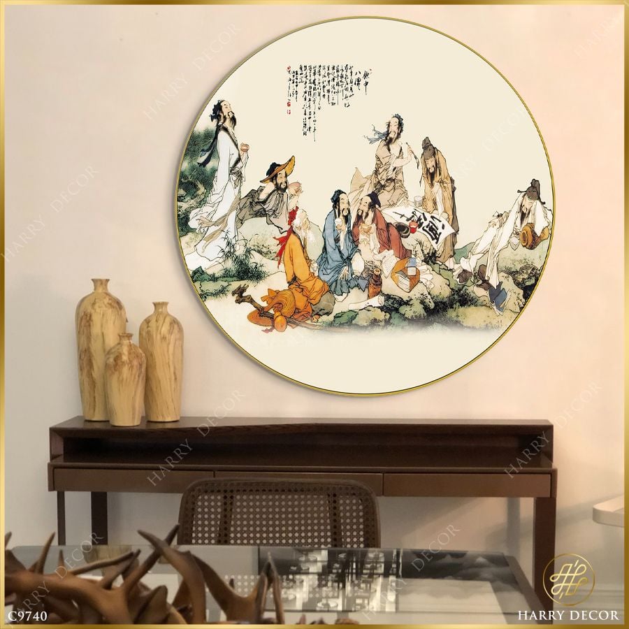  Tranh Tròn Bát Tiên C9740 