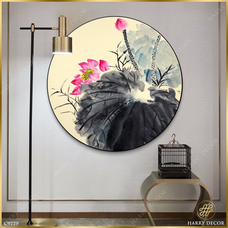  Tranh Tròn Sắc Son Sen Thủy Mặc 2 C9779 