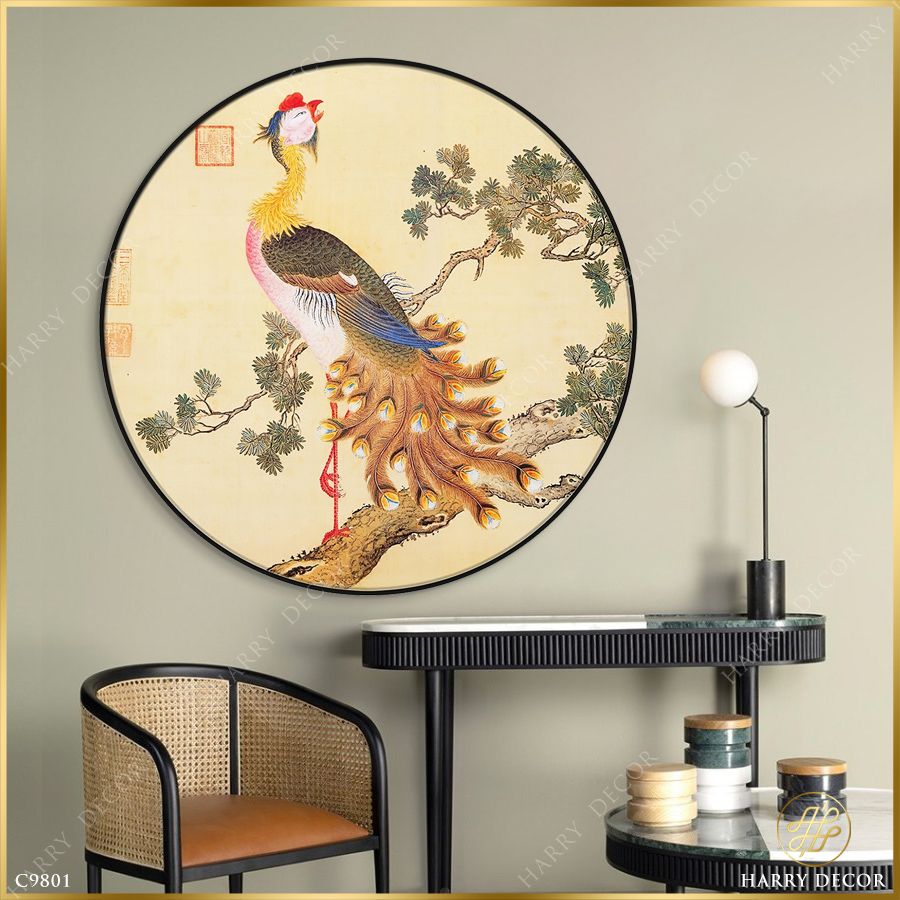  Tranh Tròn Phượng Xòe Đuôi C9801 