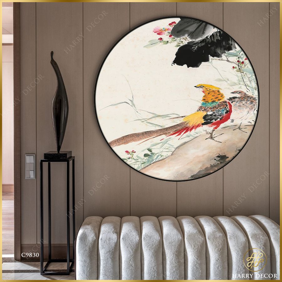  Tranh Tròn Chú Chim Trĩ Vàng C9830 