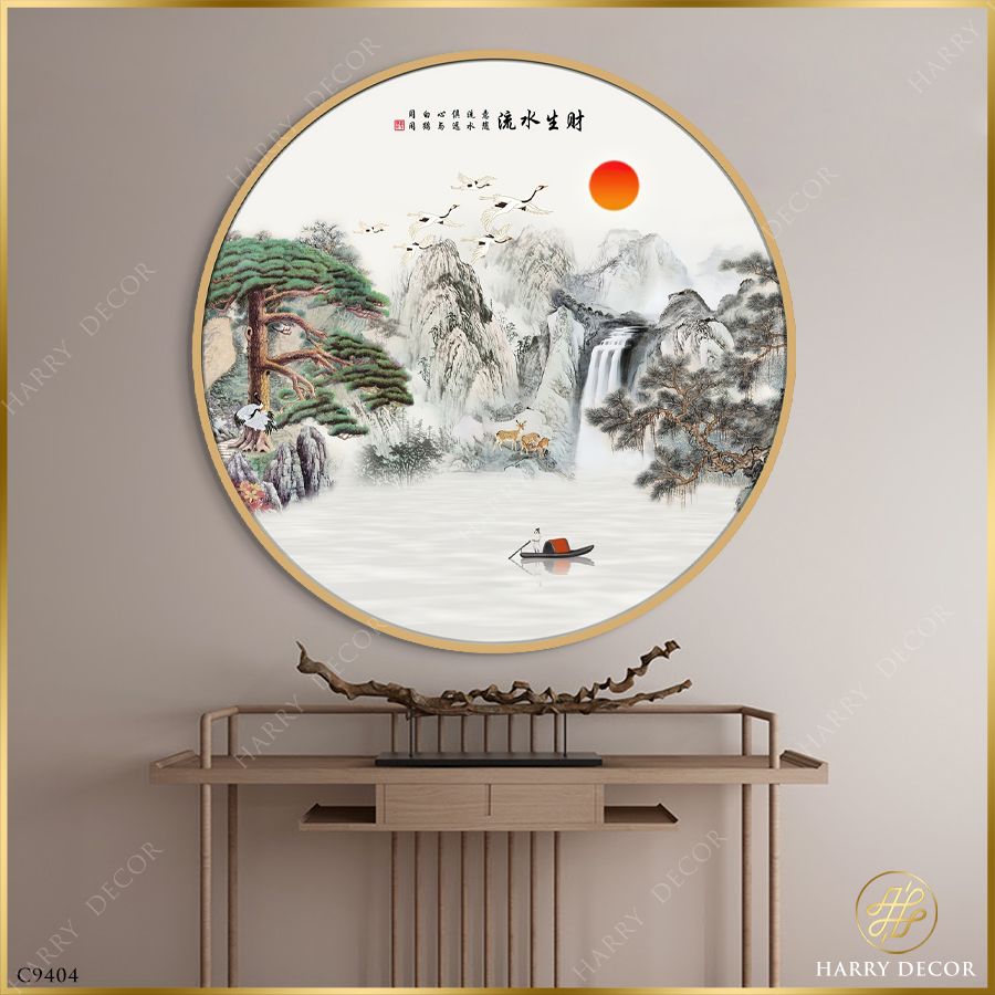  Tranh Tròn Một Mình Qua Sông C9404 