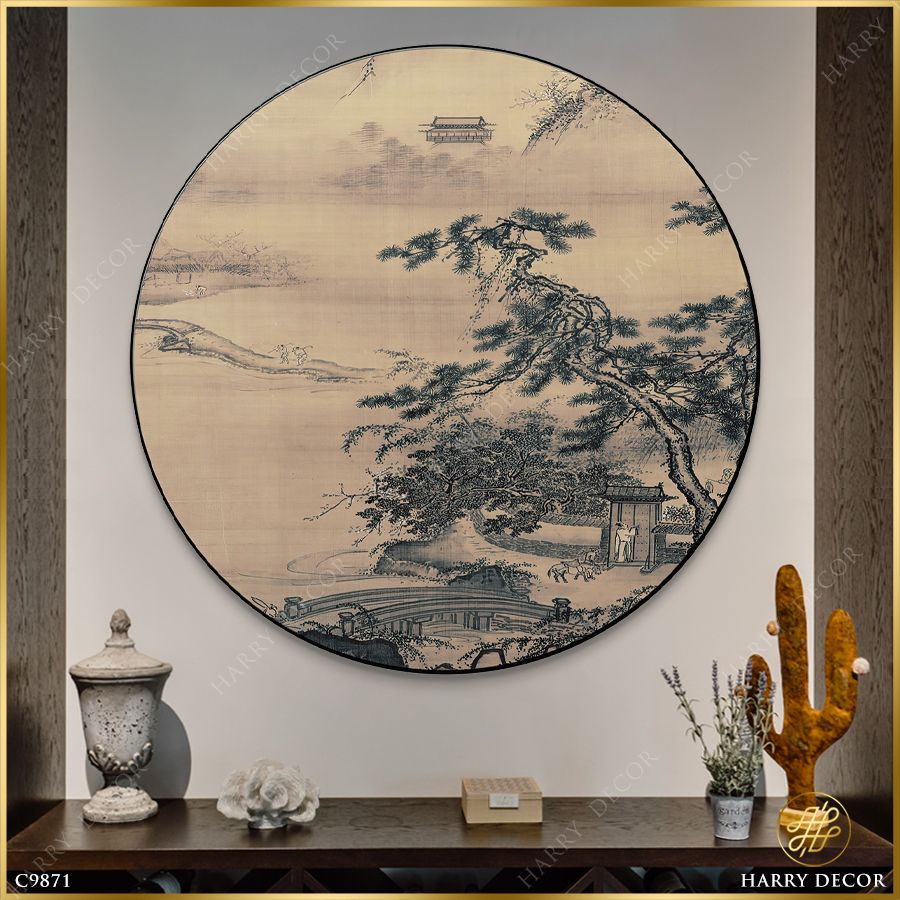  Tranh Tròn Xóm Thôn Hoang Vắng C9871 