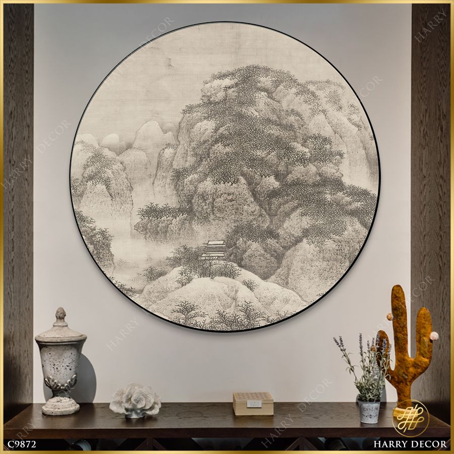  Tranh Tròn Căn Nhà Nhỏ Giữa Núi To 1 C9872 