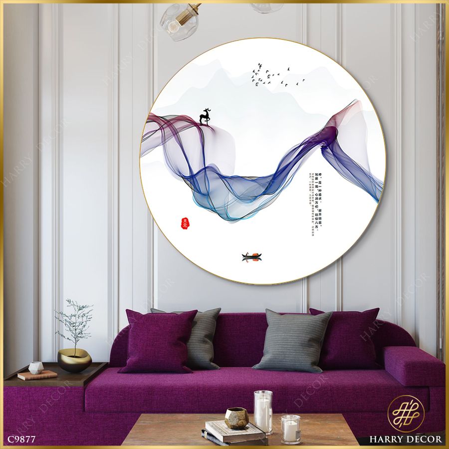  Tranh Tròn Gió Sương Cuộn Bóng Núi 1 C9877 