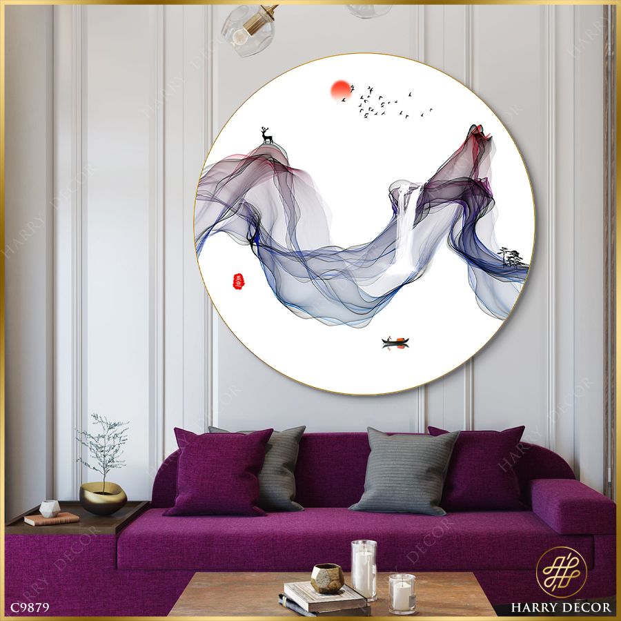  Tranh Tròn Gió Sương Cuộn Bóng Núi 3 C9879 