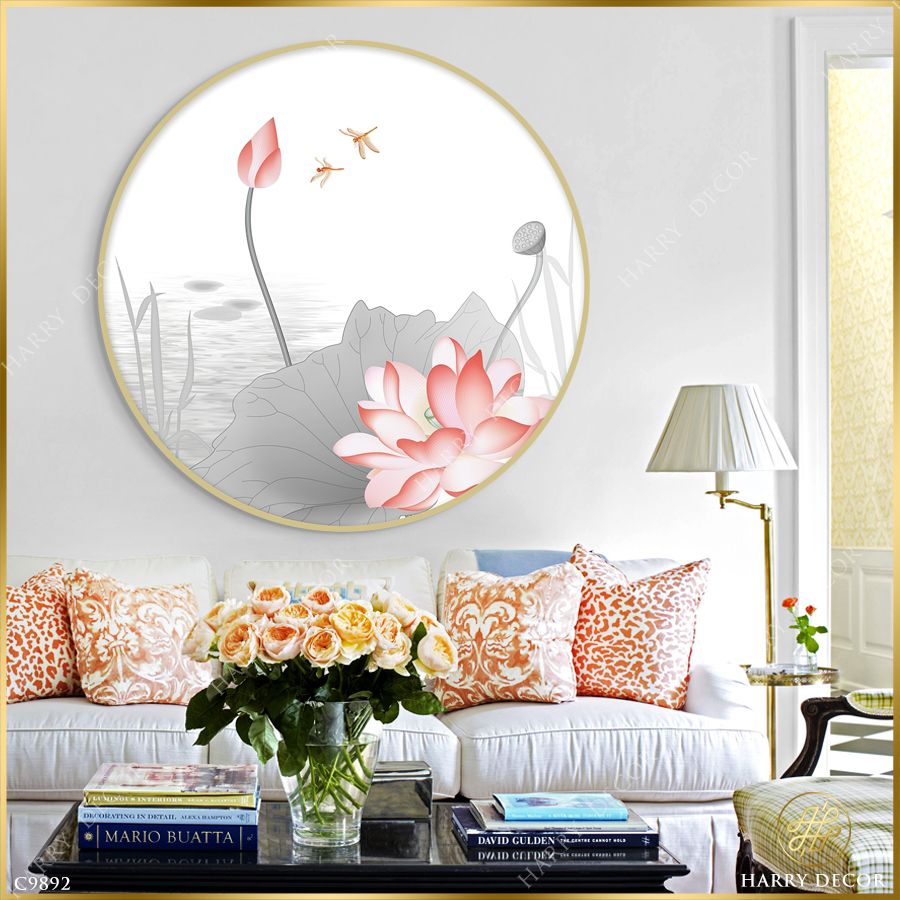  Tranh Tròn Mềm Mại Cánh Sen Hồng 1 C9892 