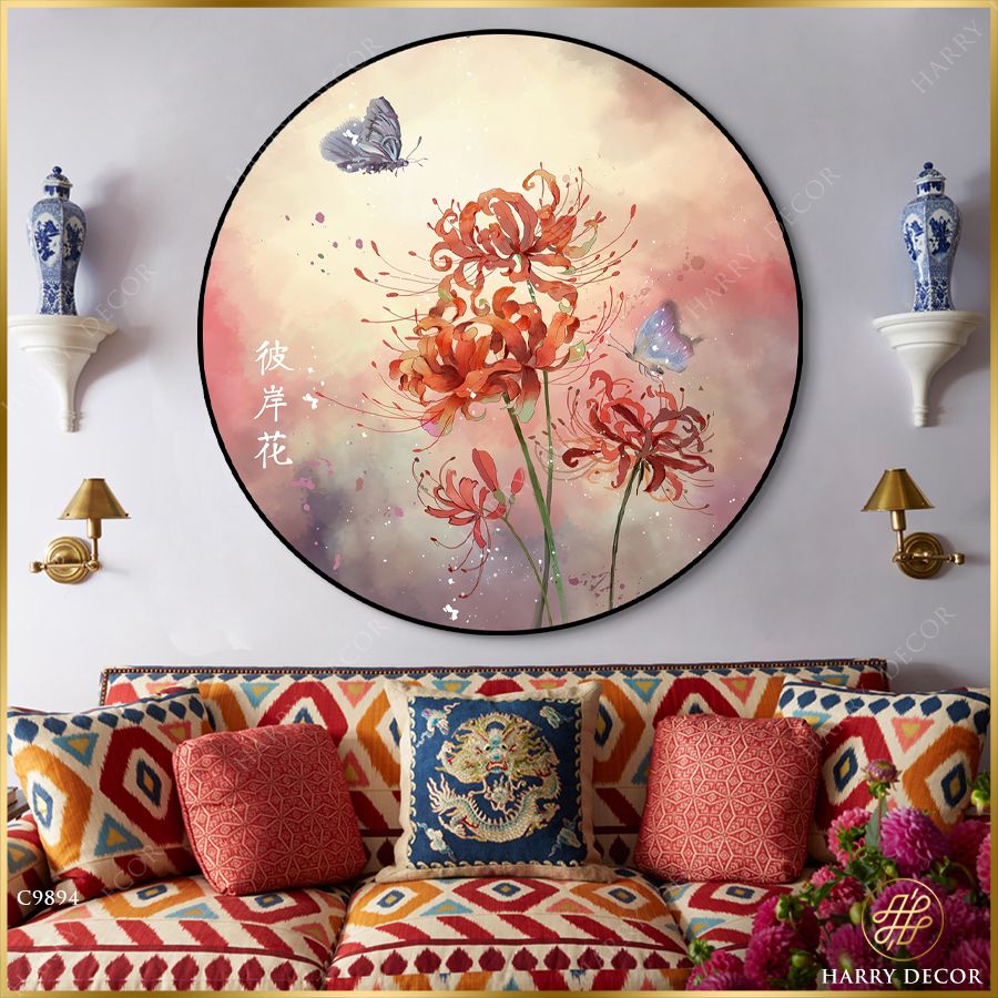  Tranh Tròn Đóa Bỉ Ngạn Hoa C9894 