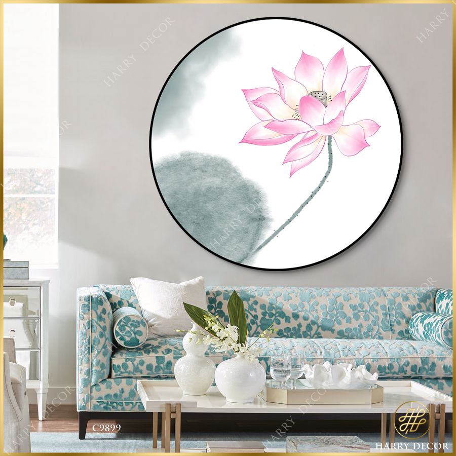  Tranh Tròn Mềm Mại Cánh Sen Hồng 2 C9899 