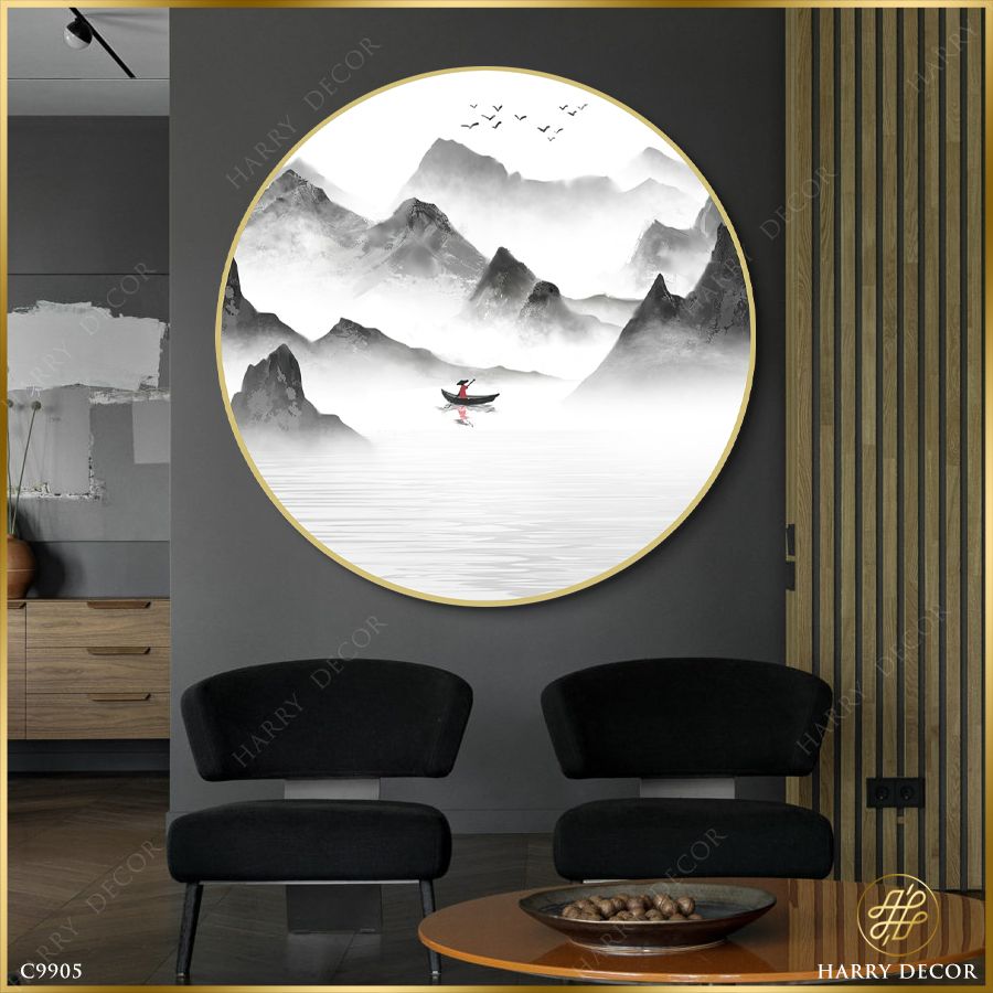  Tranh Tròn Hồng Y Qua Núi C9905 