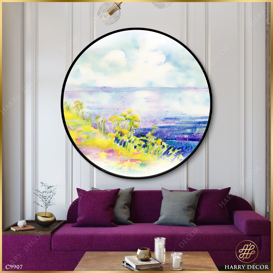  Tranh Tròn Hoa Dại Phủ Khói Sương C9907 