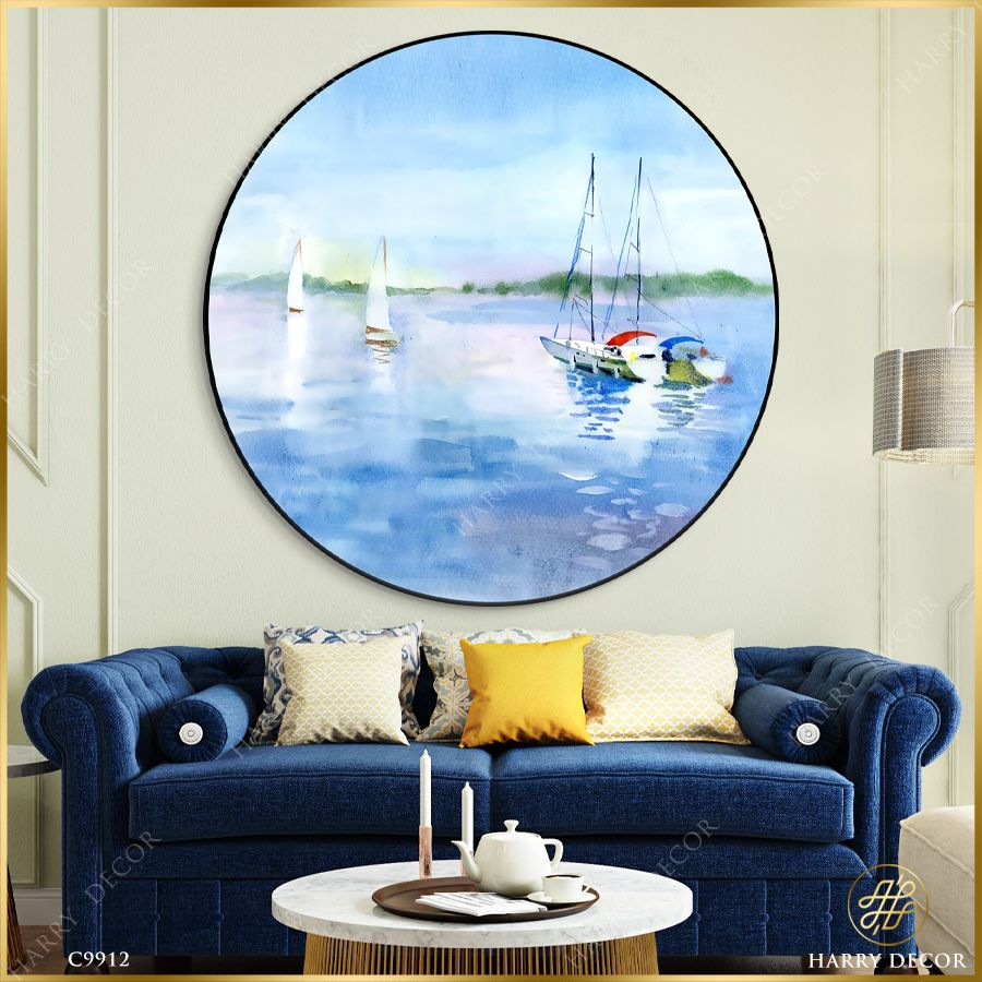  Tranh Tròn Ca Nô Trên Biển Lặng C9912 