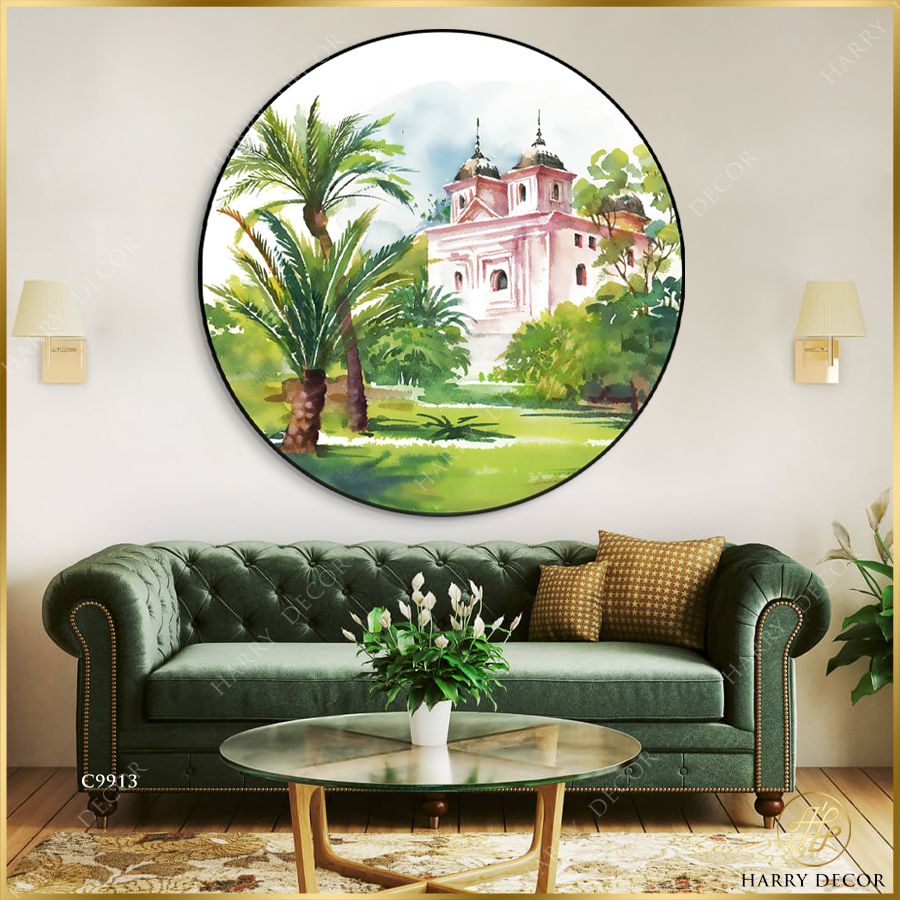  Tranh Tròn Lâu Đài Sau Rặng Dừa C9913 