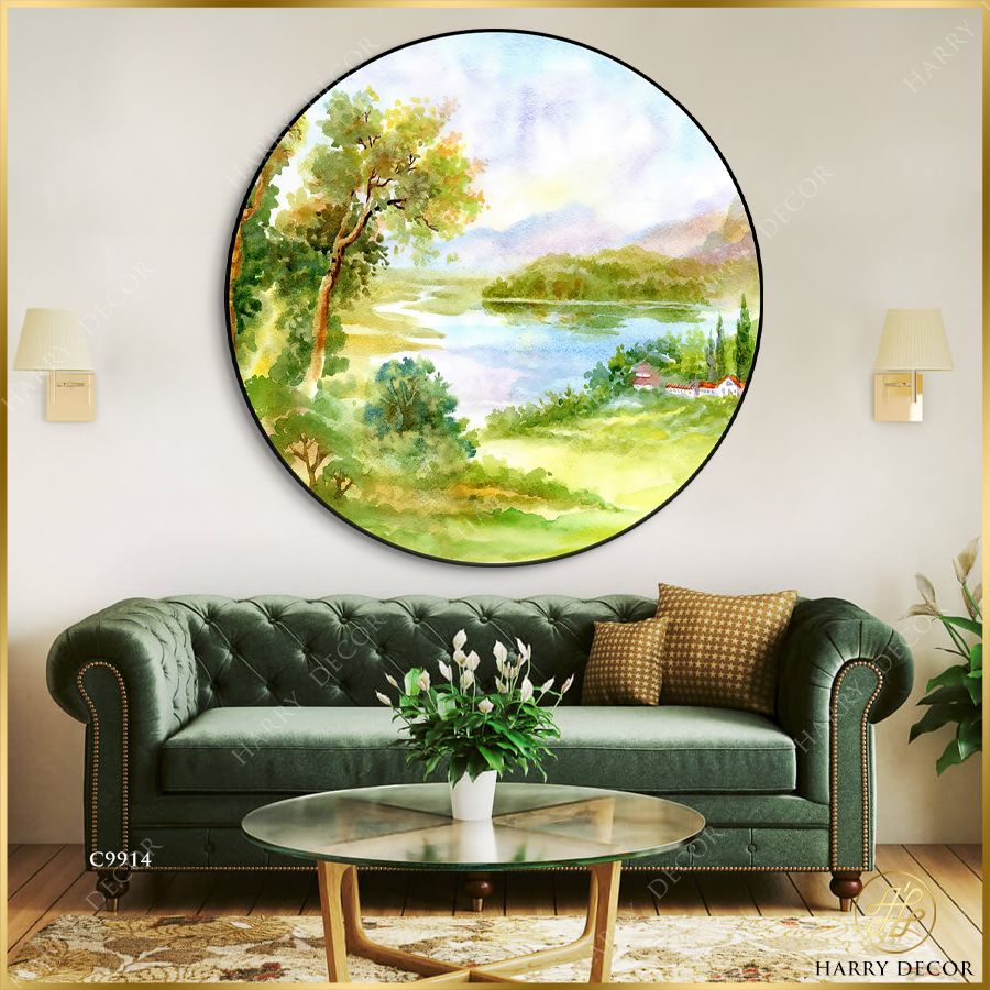  Tranh Tròn Xanh Mướt Cỏ Cây Chố Hoa Sơ C9914 