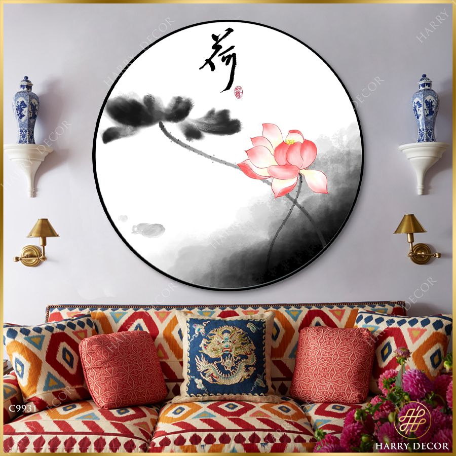  Tranh Tròn Mềm Mại Cánh Sen Hồng 6 C9931 