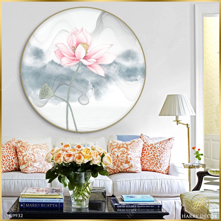  Tranh Tròn Mềm Mại Cánh Sen Hồng 7 C9932 