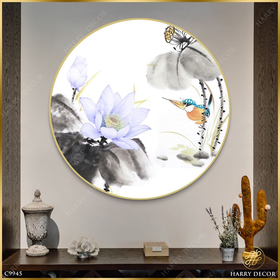  Tranh Tròn Tuyệt Vời Hương Sắc Hoa Sen C9945 