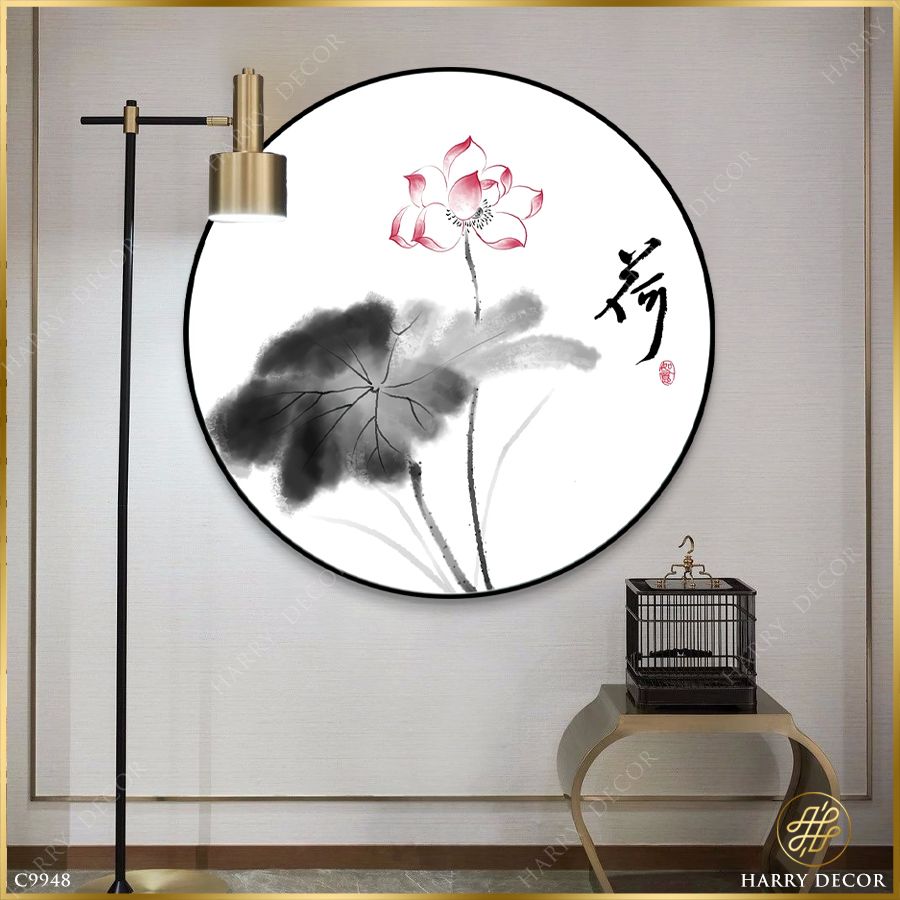  Tranh Tròn Hoa Sen Sao Khéo Giữ Màu C9948 