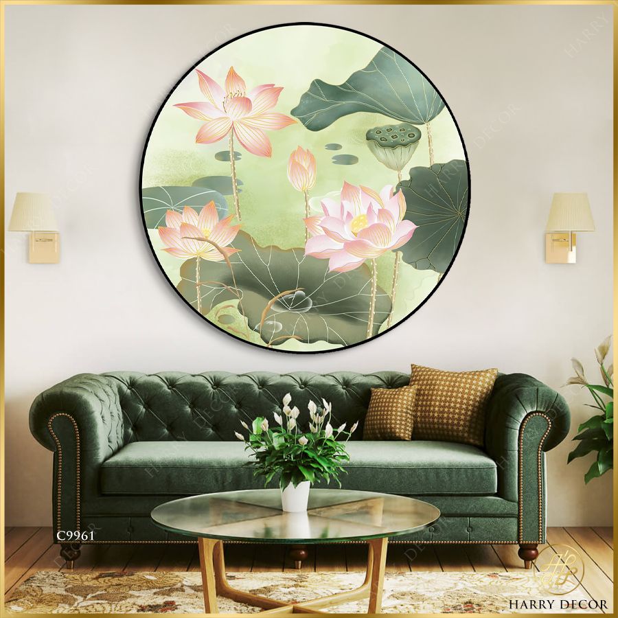  Tranh Tròn Liên Hoa Lục Diệp C9961 